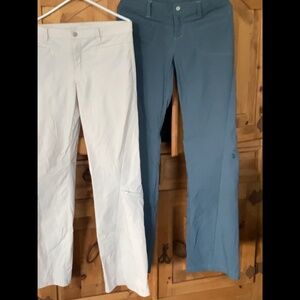 2 pc Athleta hiking pants Prussian blue & tan 8 tall cargos quick dry